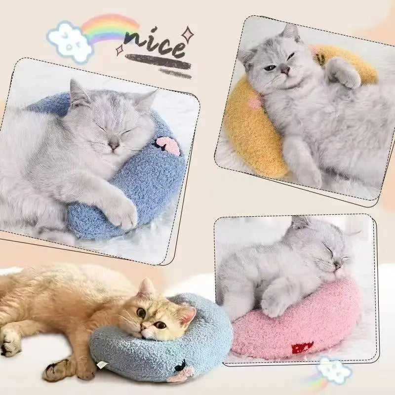Almofada para animais de estimação, travesseiro de pelúcia para cães e gatos, almofada para dormir em lua, almofada para cães pequenos, suprimentos para animais de estimação