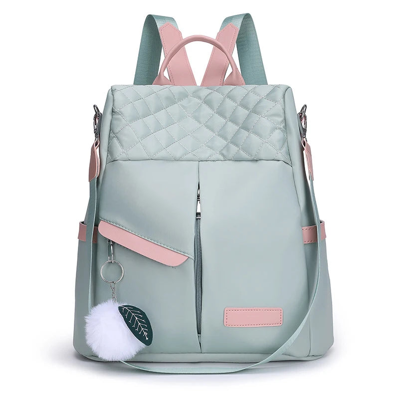 Mochila feminina de grande capacidade, bolsa de ombro à prova de roubo, elegante, feminina, viagem, Oxford, mochila de segurança preta