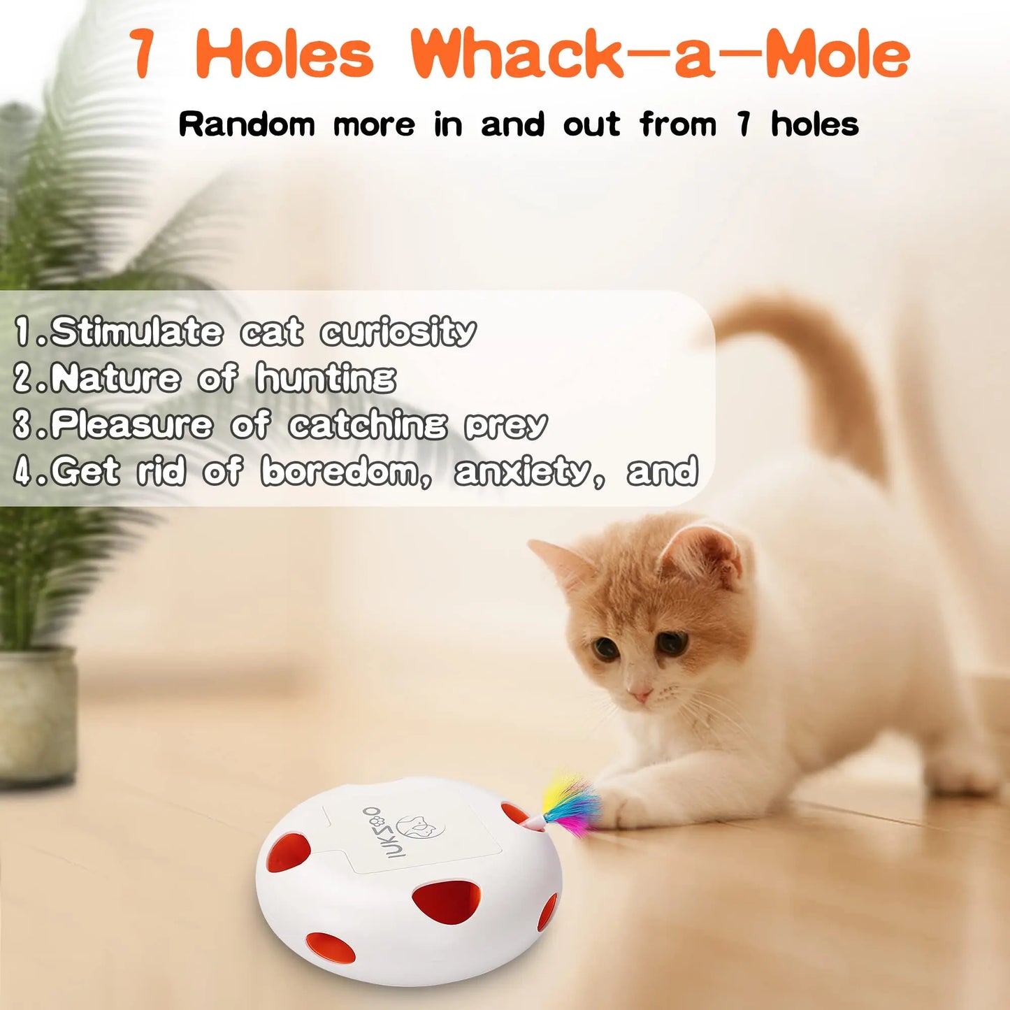 Brinquedos para gatos INKZOO, brinquedos interativos para gatos de interior, brinquedo interativo inteligente para gatinhos, brinquedo automático para ratos com 7 furos que mata toupeiras