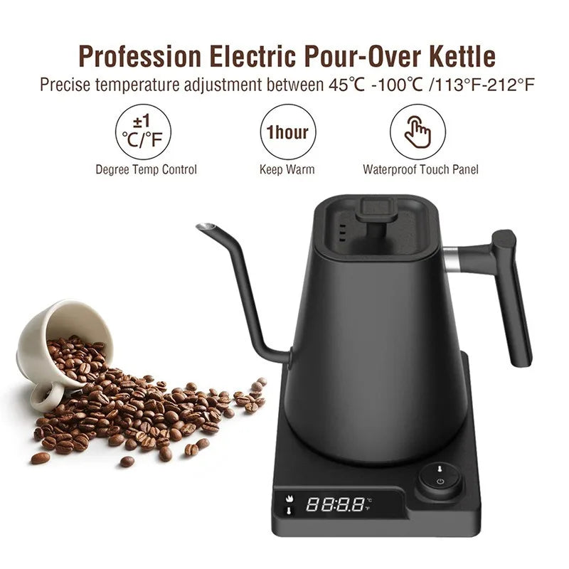 Chaleira elétrica de pescoço de ganso de 1200 W, chaleira para café, bule de chá com controle inteligente de temperatura constante, chaleira elétrica