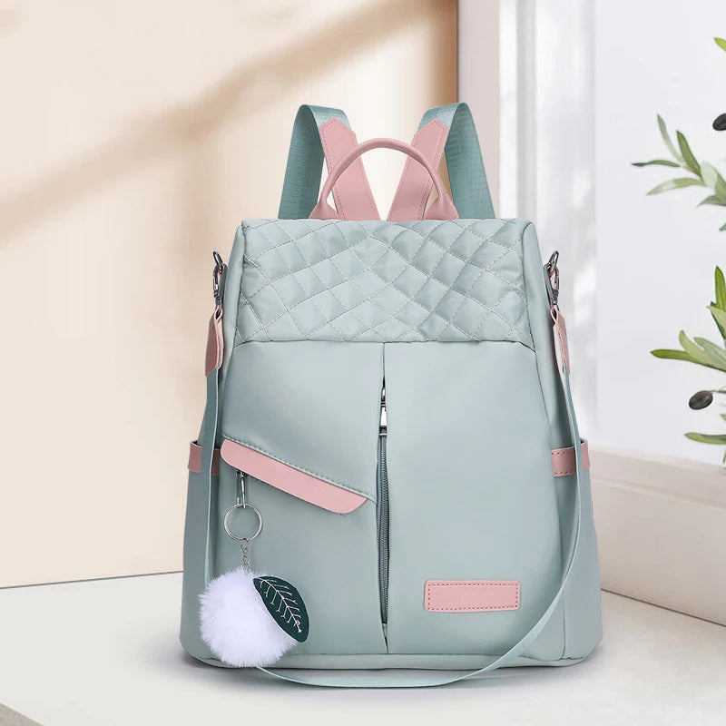 Mochila feminina de grande capacidade, bolsa de ombro à prova de roubo, elegante, feminina, viagem, Oxford, mochila de segurança preta