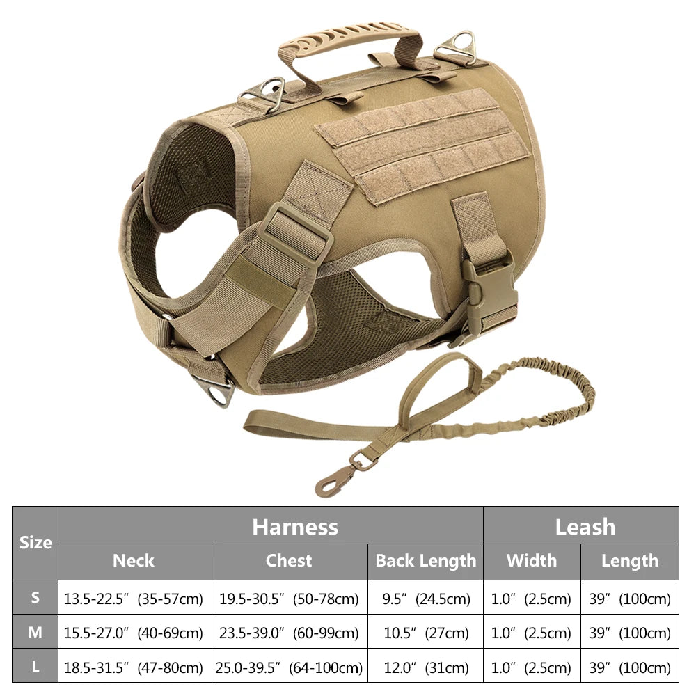 Arnês tático para cães, ajustável, sem puxar, para treinamento militar de animais de estimação, colete Molle com alça para cães de médio e grande porte, para caminhadas ao ar livre