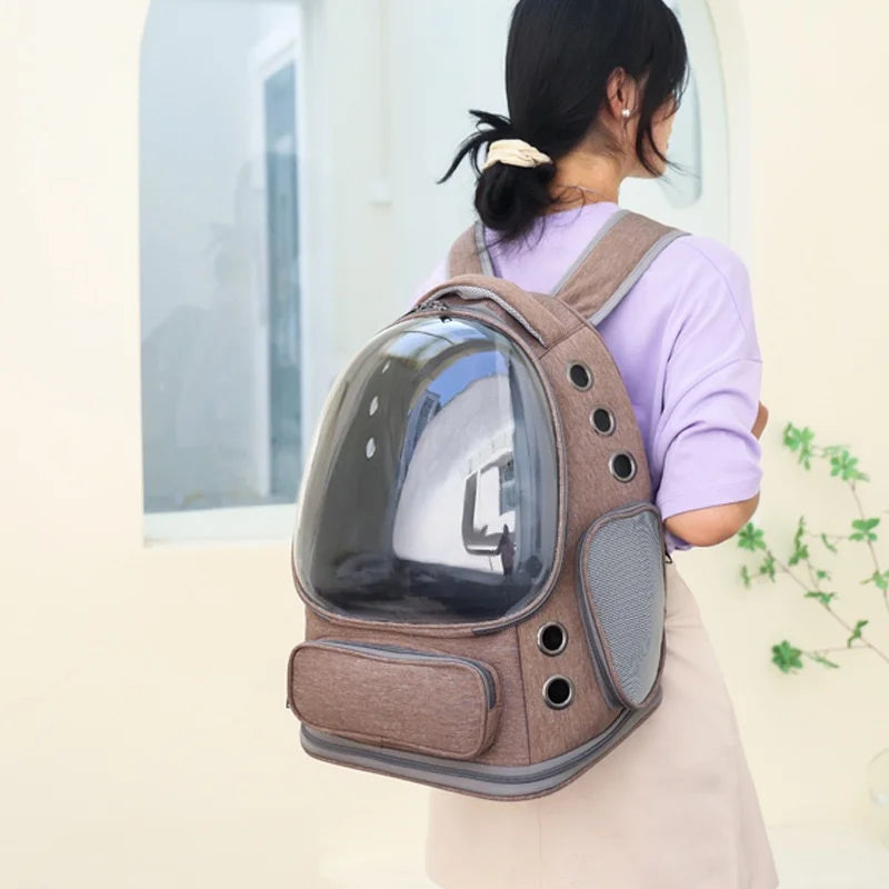 Mochila transparente para transporte de animais de estimação, essencial para viagens ao ar livre, para gatos e cães pequenos, design respirável, suprimentos premium e confortáveis para animais de estimação