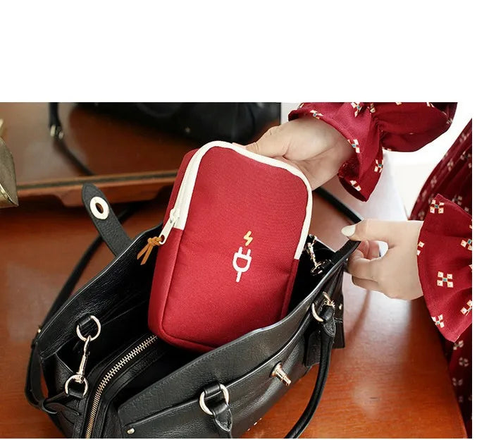 Carregador portátil de viagem, cabo de fone de ouvido, bolsa digital, bolsa de armazenamento, organizador de gadgets de viagem, acessórios eletrônicos, estojo de armazenamento