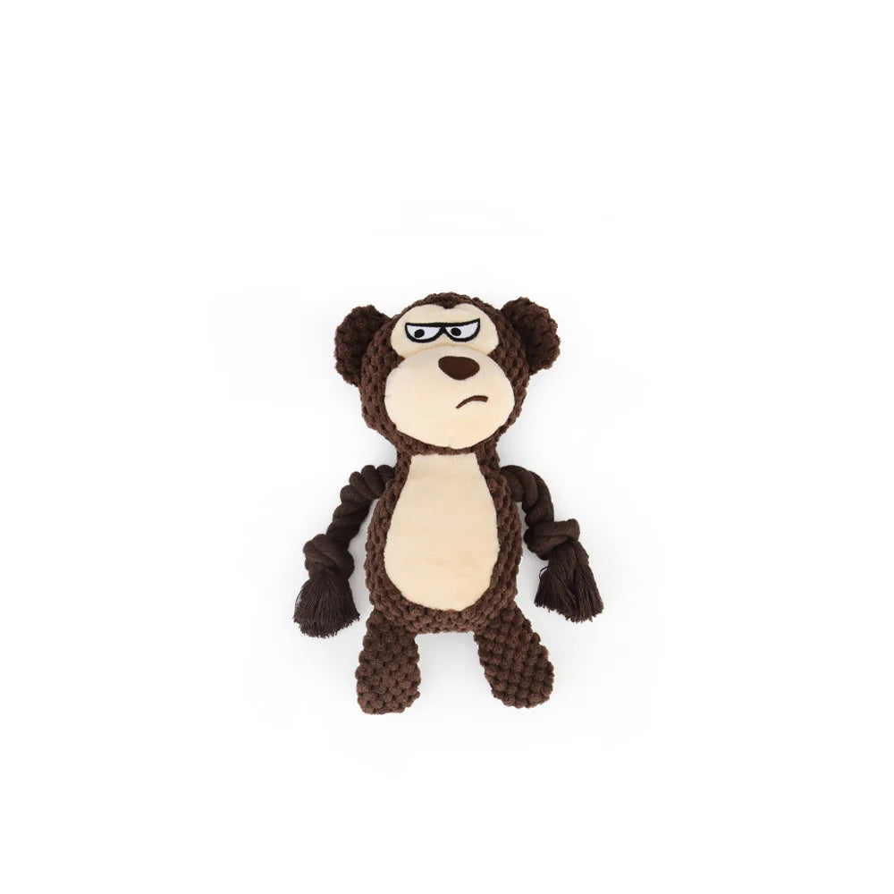 1 peça de brinquedo de pelúcia para cachorro, animal de desenho animado, fofo, filhote de cachorro, mastigável, brinquedo com nó, coelho de desenho animado, macaco