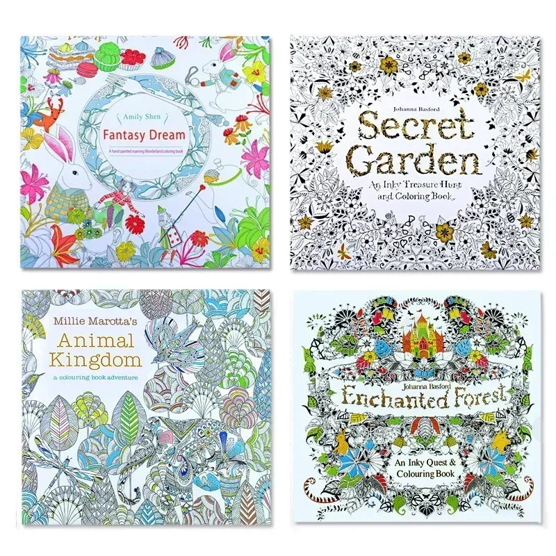 Livro de colorir de 24 páginas para crianças e adultos, alívio do estresse, matar o tempo, pintura faça você mesmo, livro de desenho, pintura, brinquedos educativos para crianças