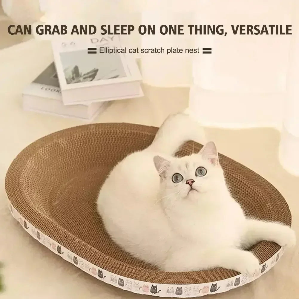 Cat Scratcher Cardboard Cat Scratcher Bed Corrugated Oval Cat Scratch Pad Board Claw Toys for Cats Wear-Resistant Cat Bed Nest