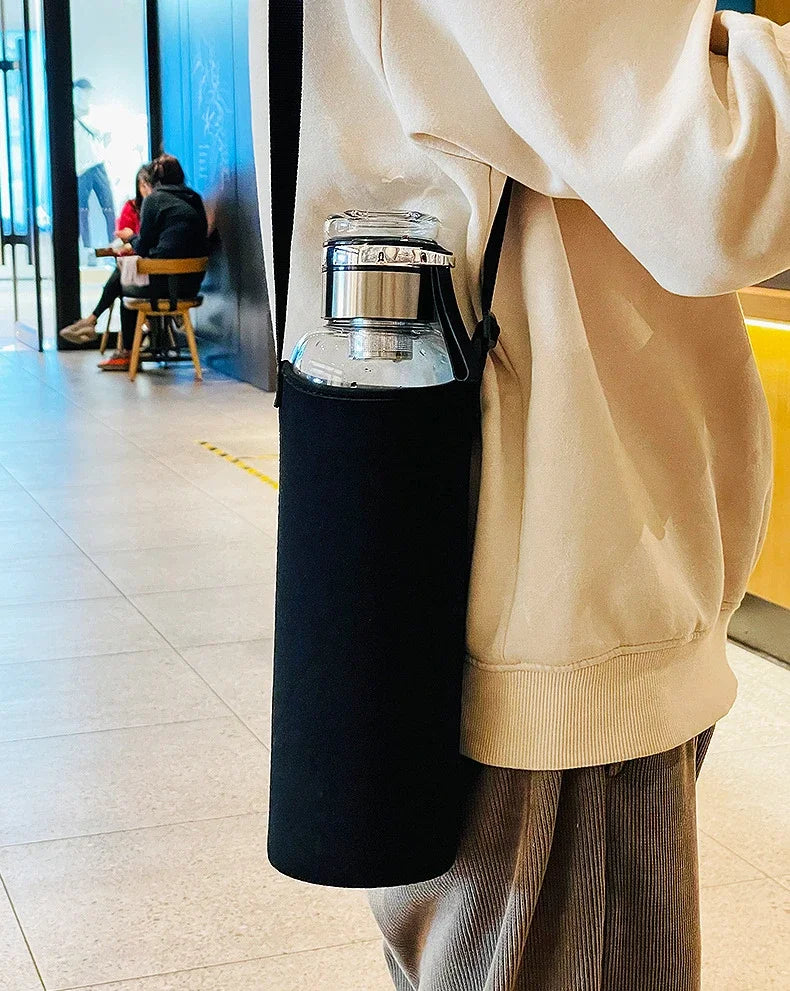 Garrafa de vidro grande de 2L para água, copo transparente para suco de leite, copo portátil à prova de vazamento para bebidas, chá, garrafa de vidro de 2L