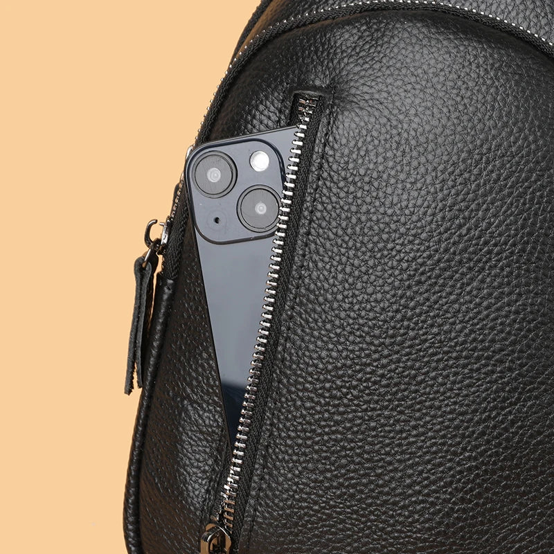 Bolsa de peito masculina 100% couro legítimo, bolsa de ombro masculina, bolsa mensageiro, bolsa transversal casual, bolsa de mão da moda masculina