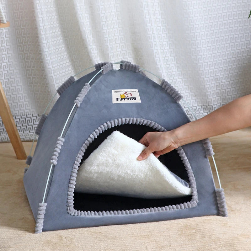 Casa dobrável para gatos, tenda para animais de estimação, quatro estações, ninho universal para gatos e cães, tapete refrescante de verão, portátil, dobrável e respirável para áreas externas