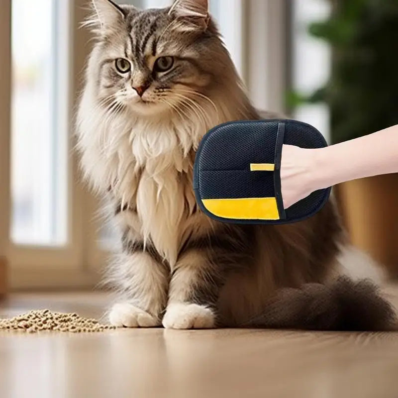 Luvas para tosa de animais de estimação, escova para pelos de gatos, luvas para remoção de pelos de animais de estimação, escova dupla, ferramenta de limpeza de pelos de gato sem estática, luvas para remoção de pelos