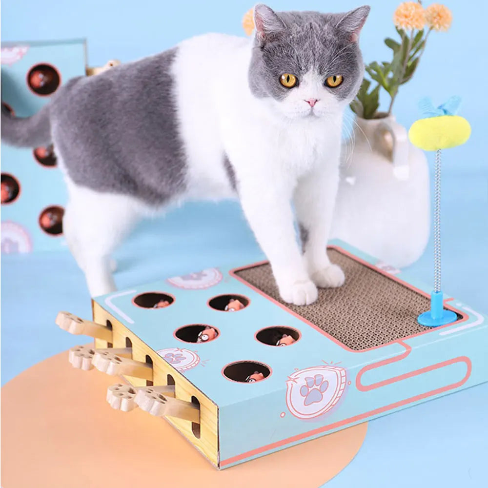 Brinquedo para gatos Whack-a-Mole, brinquedo para arranhar gatos, descanso para garras, brinquedo interativo divertido para gatos, suprimentos multifuncionais para gatos