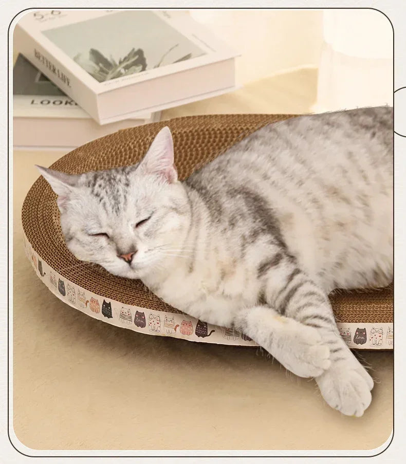 Arranhador ondulado para gatos, redondo, oval, com garras de moagem, resistente ao desgaste, cama para gatos, acessórios para gatos