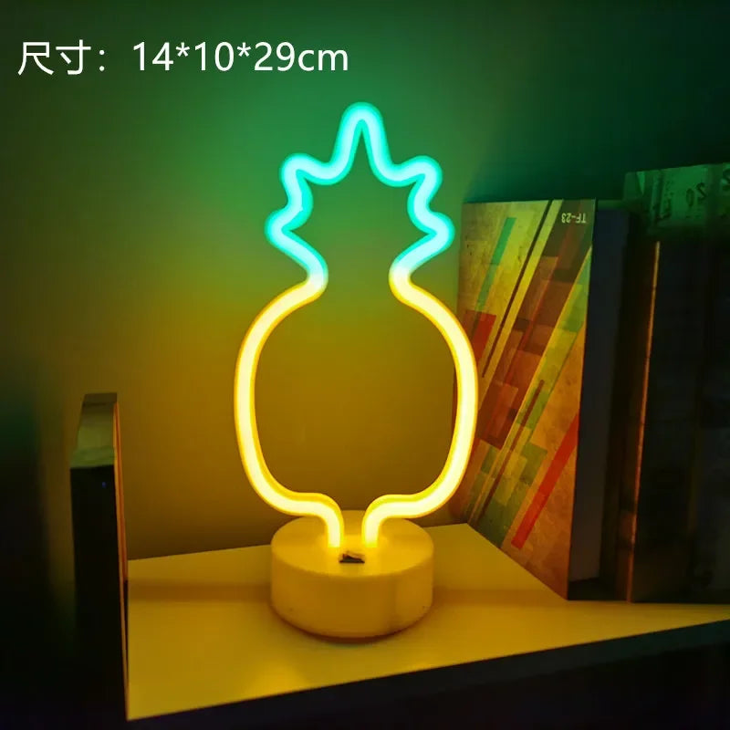 Luz de neon LED USB para letreiro, lâmpada noturna de flamingo para festas de Natal, decoração de casamento, presente para casa, luz de neon em forma de coração