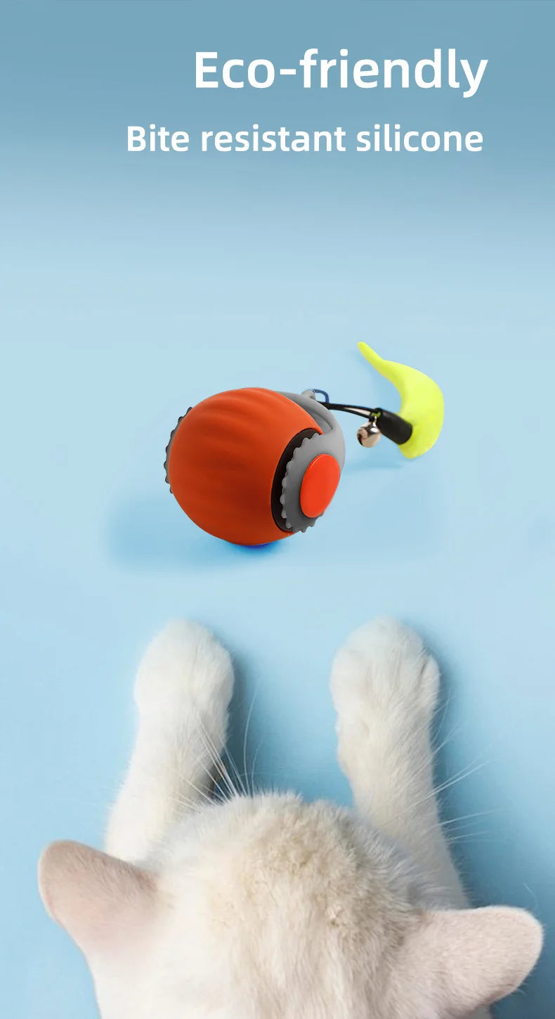 Bola de brinquedo interativa para gatos, bola rolante automática, rabo falso, brinquedo elétrico inteligente recarregável para animais de estimação, treinamento para cães e gatos, imitação de rato