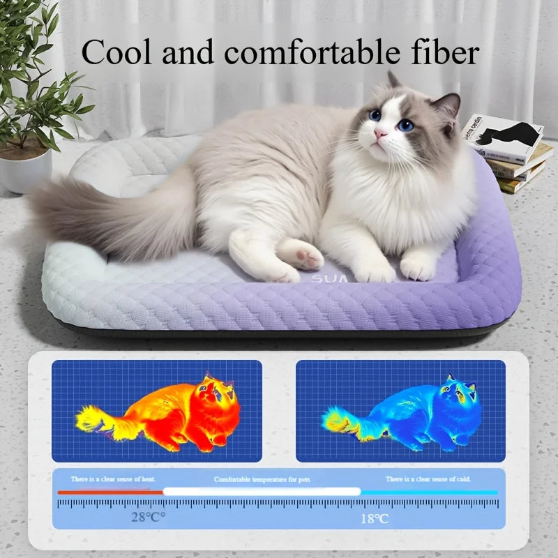Tapete refrescante para animais de estimação de 1 peça - Tapete refrescante para cães e gatos de verão, lavável, almofada de gelo auto-refrescante