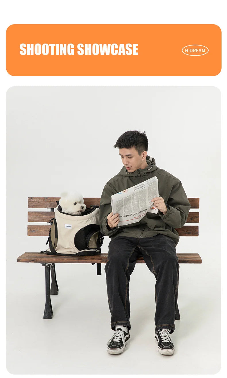 Mochila para transporte frontal de animais de estimação, bolsa de ombro para cães e gatos, bolsa respirável e portátil para áreas externas