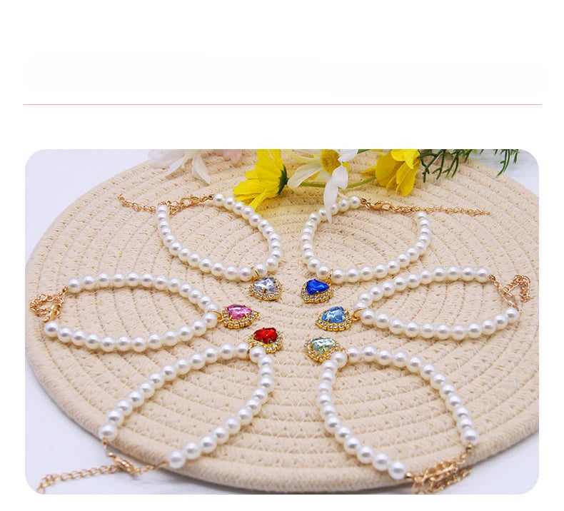 Pet Pearl Collar Dog Princess Necklace Cat Jewelry Cute Collar Puppy Accessories Dog Kitten Chain Chihuahua Wedding Jewelry Gift