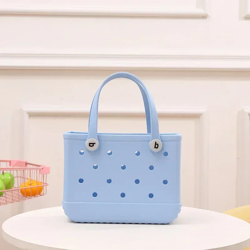 Cesta de armazenamento de verão à prova d'água Mini bolsa de praia infantil Bolsa de compras feminina Bolsa de compras de borracha para piquenique Bolsa de gelatina Bolsa de compras infantil