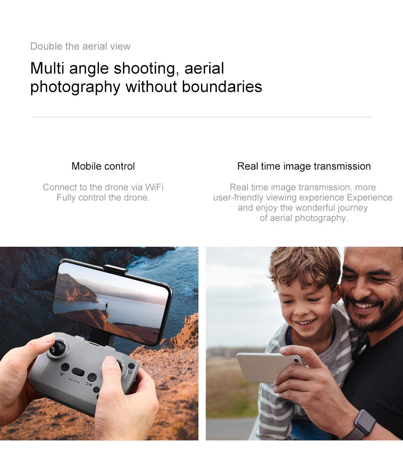 Mini drone Xiaomi D16 com câmera HD 8K ajustável de 180° e WiFi com fluxo de luz, drone de bolso para evitar obstáculos, quadricóptero RC