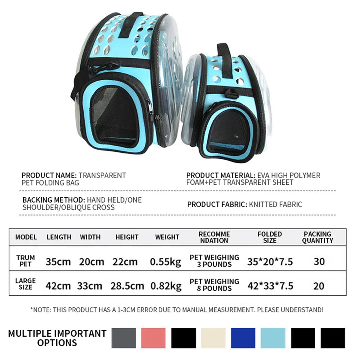 Bolsa de ombro para animais de estimação, bolsa de transporte para gatos, bolsa respirável para viagem ao ar livre, cápsula transparente para filhotes e gatinhos, bolsa de ombro portátil