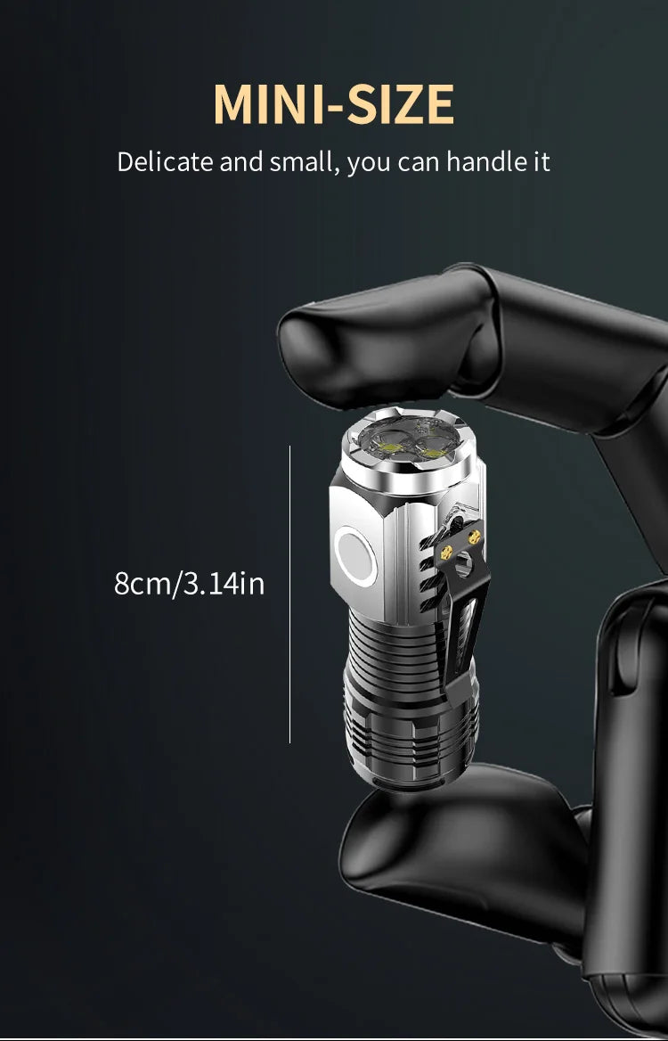 Lanterna Mini Flash Superpoderosa Monstro de Três Olhos, Recarregável, Portátil, Iluminação Externa, Longo Alcance, Poderosa Lanterna