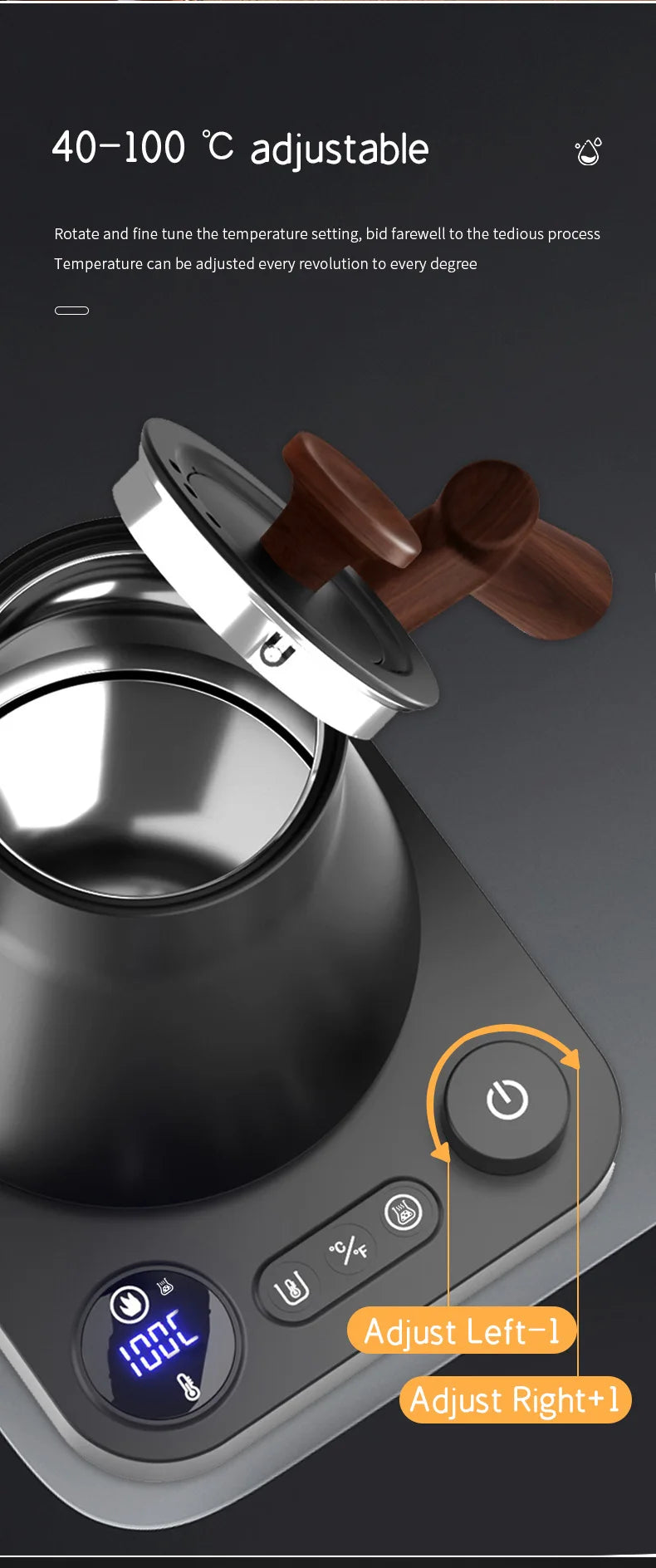 Chaleira elétrica de pescoço de ganso de 1200 W, chaleira para café, bule de chá com controle inteligente de temperatura constante, chaleira elétrica