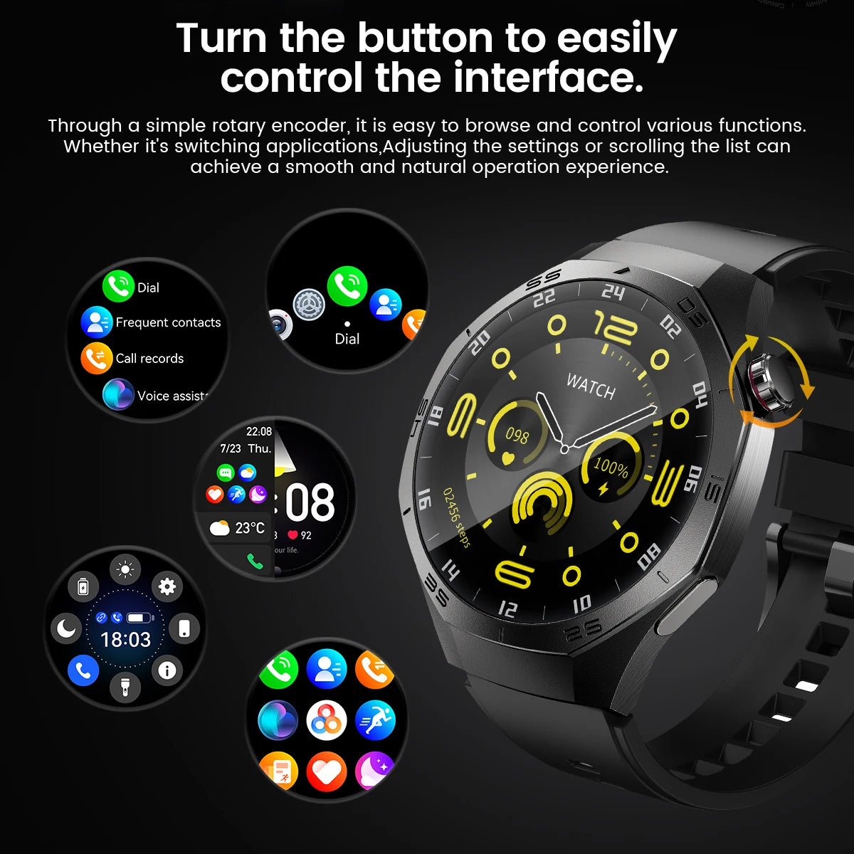 2025 Novo para Android e iOS Smart Watch Masculino Tela AMOLED GPS Trajetória de movimento Frequência cardíaca Bluetooth Chamadas SmartWatch à prova d'água