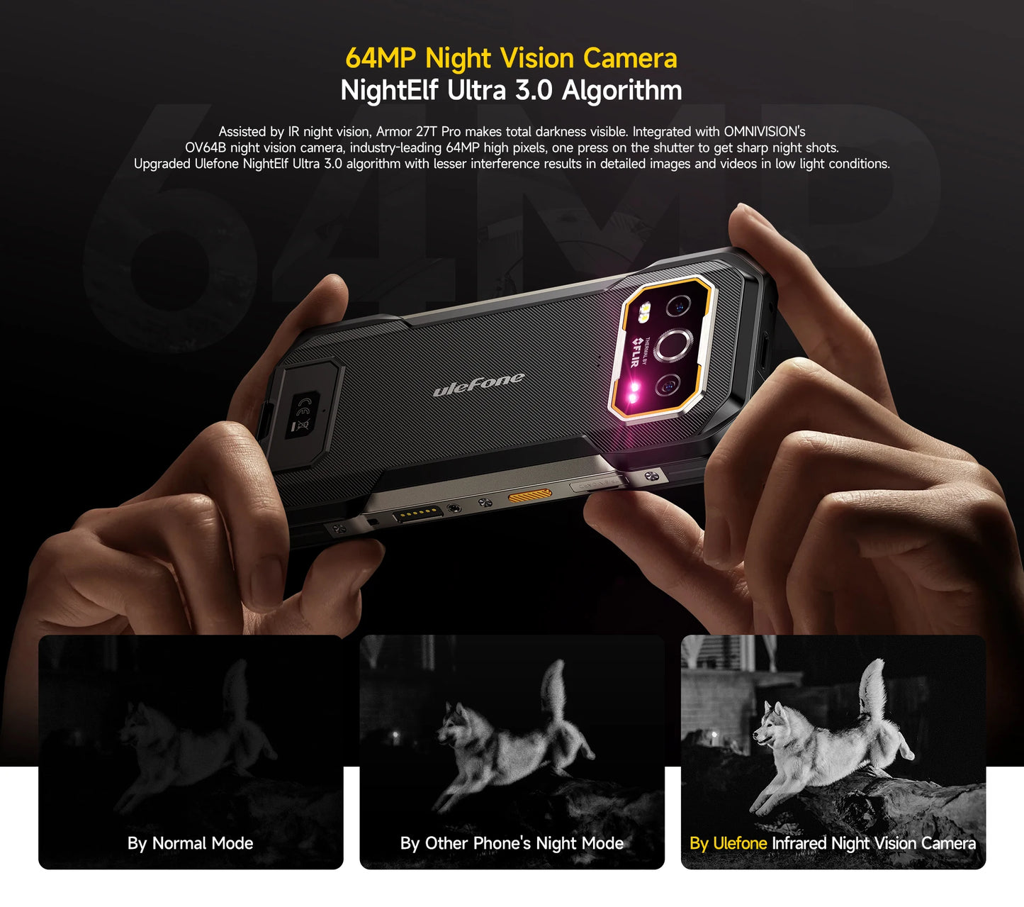Ulefone Armor 27T Pro 5G, telefone robusto, 10600mAh, Android 14, smartphone com câmera noturna de 50MP+64MP, 6,78" 120Hz, 24GB+256GB NFC