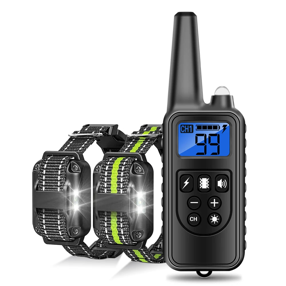 800m Dog Training Collar Remote Electronic Shock Training Collars Rechargeable Waterproof Stop Barking Dog Training Nylon rope