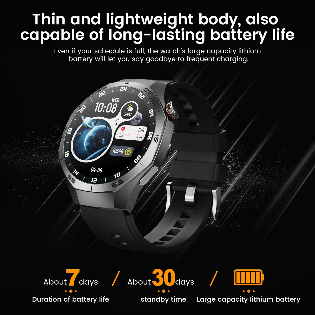 2025 Novo para Android e iOS Smart Watch Masculino Tela AMOLED GPS Trajetória de movimento Frequência cardíaca Bluetooth Chamadas SmartWatch à prova d'água