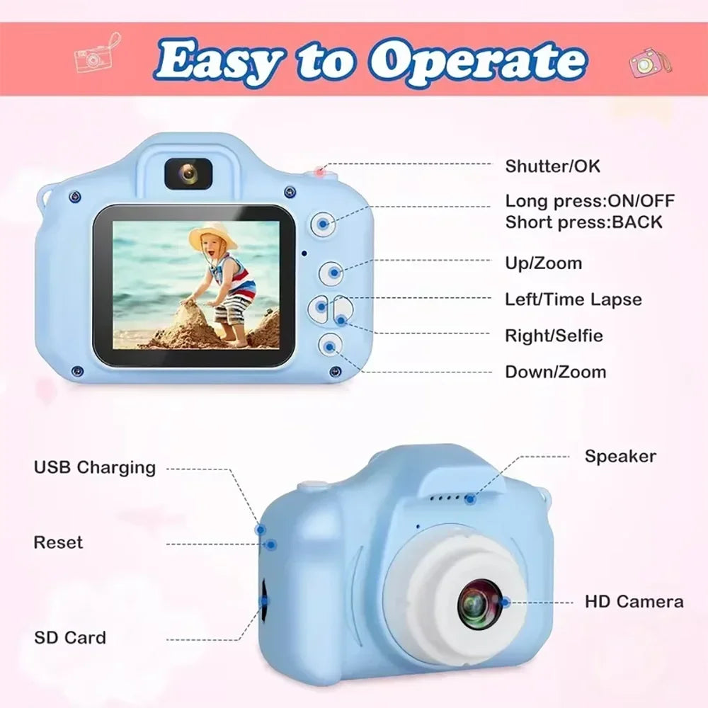 X2 Mini Câmera Digital Infantil Pode Tirar Fotos e Vídeos Linda Câmera Pequena Fotografia Presente de Aniversário para Crianças Brinquedos para Crianças