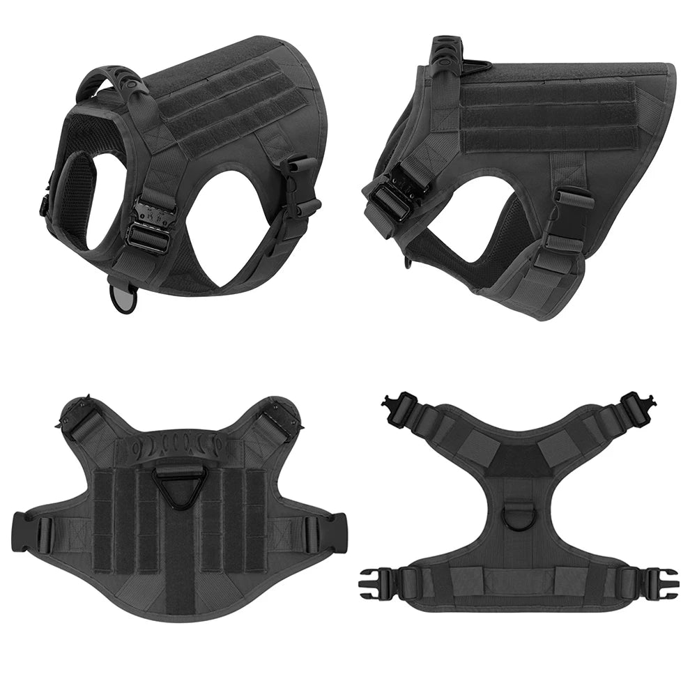 Coleira grande para cachorro, peitoral militar para cachorro, coleira Molle, bolsas, colete de treinamento para animais de estimação, peitorais táticos para pastor alemão, acessórios para cães