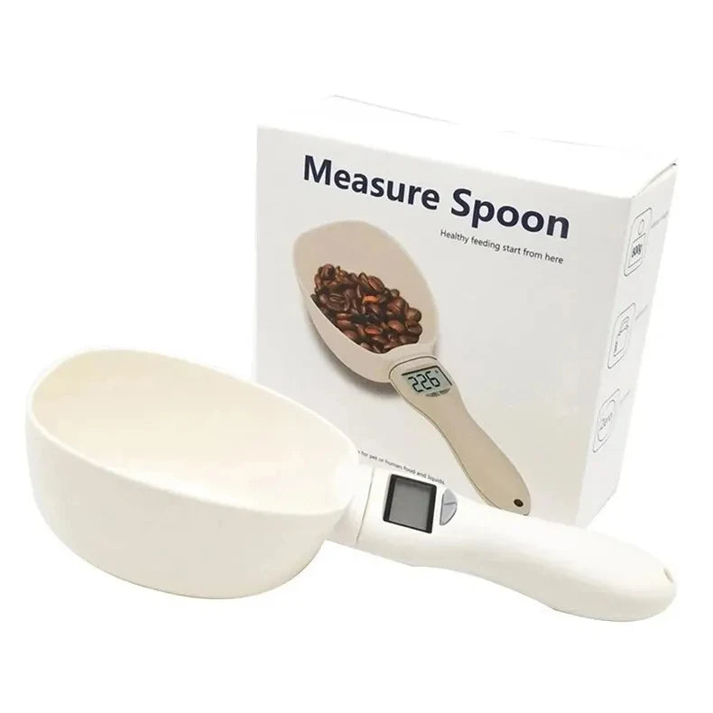Balança de colher medidora de comida para animais de estimação, colher medidora digital de comida para cozinha, adequada para colher medidora de comida para cães e gatos