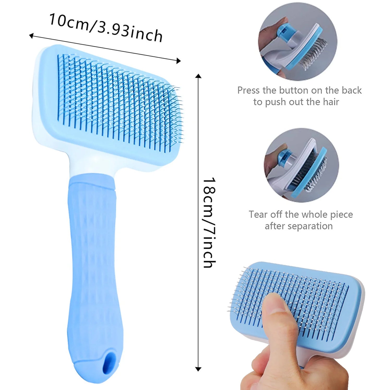 Escova removedora de pelos de cachorro, escova para limpeza e cuidados com pelos de cachorro e gato, pente para cães de pelo longo, remove pelos de animais de estimação, escova de banho e limpeza, suprimentos para cães