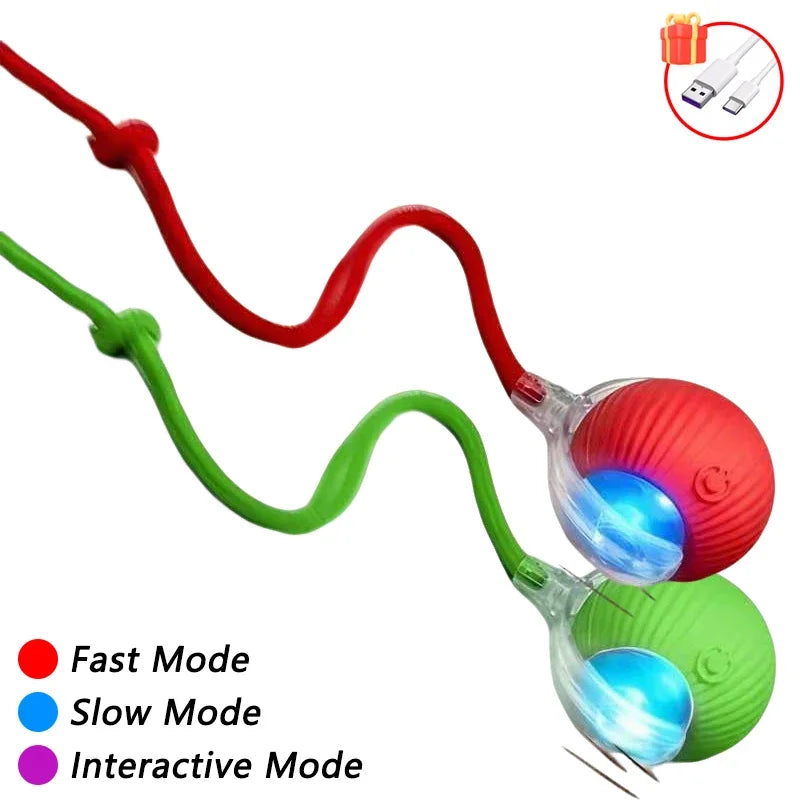 Bola automática para provocar gatos com movimento automático e cauda falsa, brinquedo interativo com sensor inteligente recarregável para gatos em ambientes internos