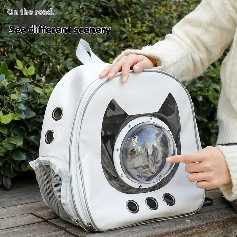 Mochila para animais de estimação Space Capsule com visão de 360°/malha respirável/alça de segurança para transporte de gatos/transportadora de cães com bolha transparente