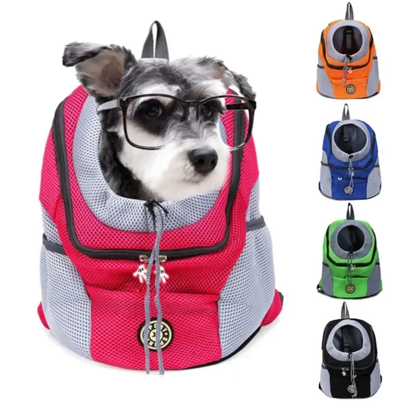 Nova mochila de viagem portátil com dois ombros, bolsa para transporte de cães de estimação, bolsa frontal de malha