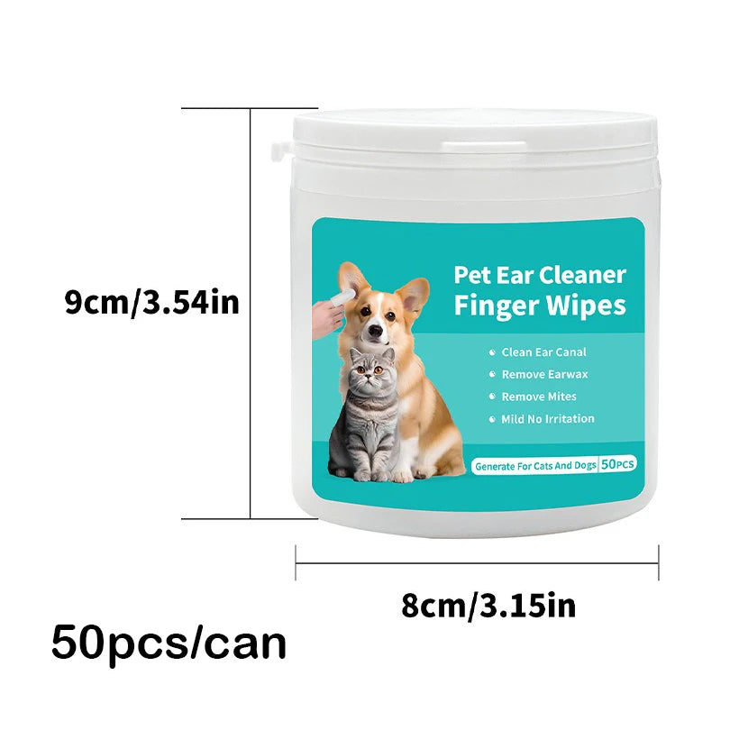 Produtos de limpeza para animais de estimação Lenços umedecidos para limpeza de orelhas Pontas dos dedos para cuidados com as orelhas Remoção de ácaros Produtos para limpeza de orelhas de cães e gatos