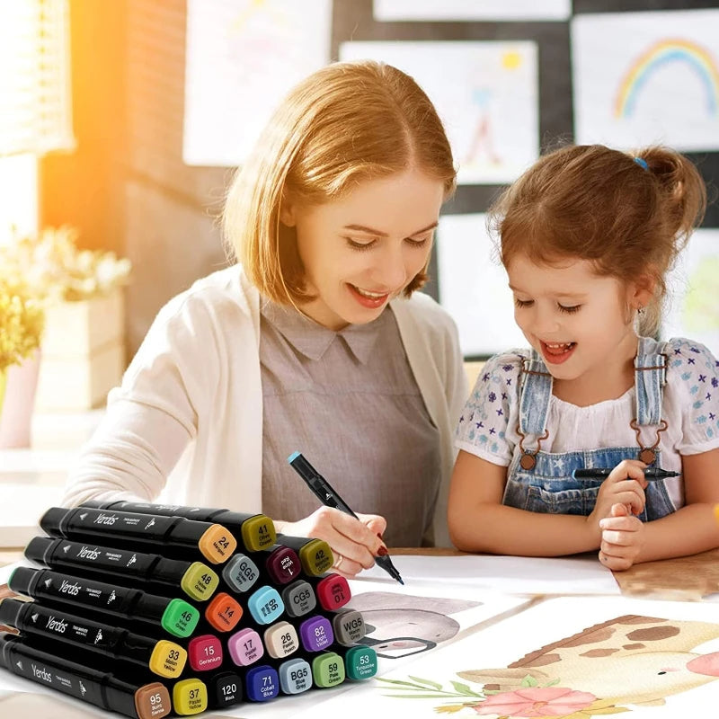 12 Colors Alcohol Oily Art Marker Pen Set for Draw Double Headed Sketching Oily Tip Based Markers Graffiti Manga Art Supplies