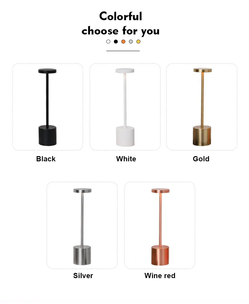 Abajur de mesa USB recarregável sem fio, abajur com luz noturna sensível ao toque, decoração para casa, abajur retrô portátil para quarto