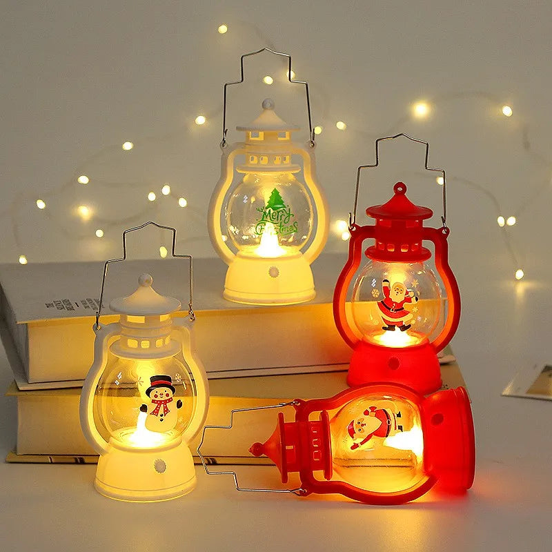 Lâmpada LED 2025 Decoração Natal Lanterna Portátil Papai Noel Árvore de Natal Luzes de Vento Pingente Navidad Natal Ano Novo Decoração