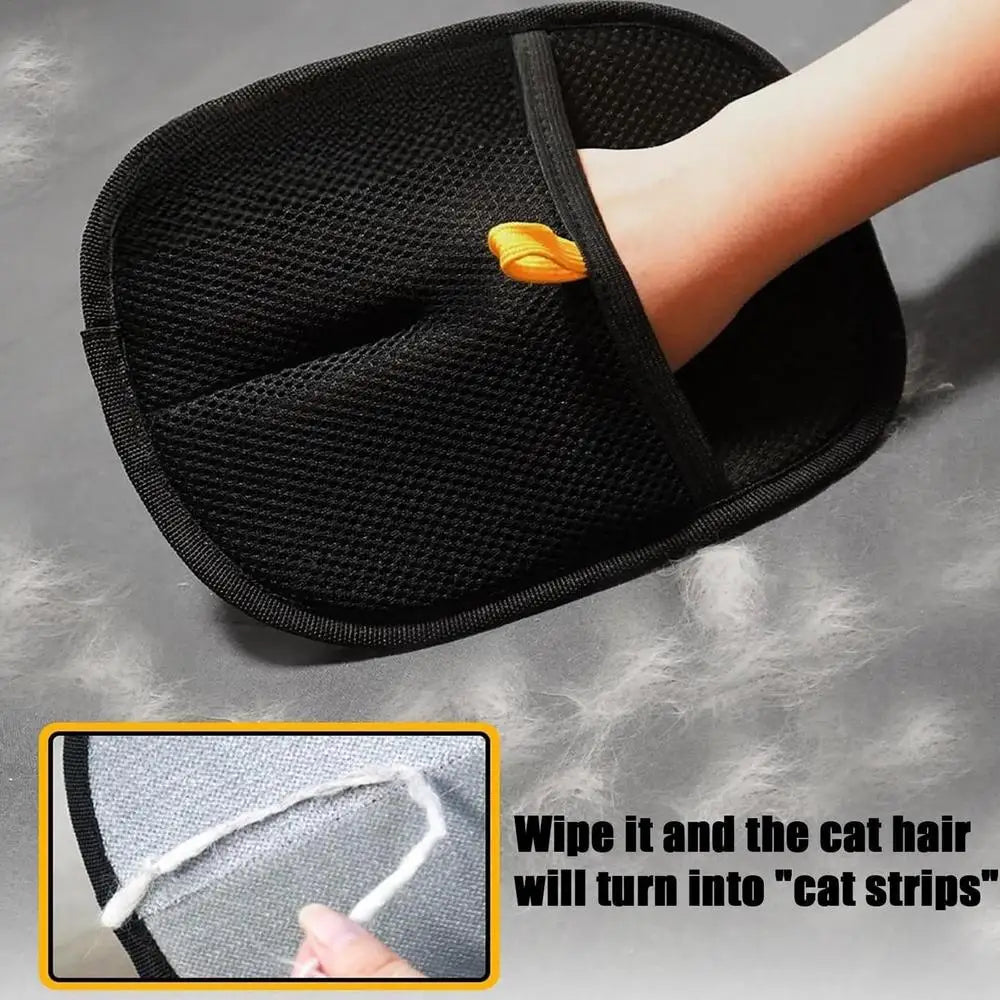 Luvas para tosa de animais de estimação, escova para pelos de gatos, luvas para remoção de pelos de animais de estimação, escova dupla, ferramenta de limpeza de pelos de gato sem estática, luvas para remoção de pelos
