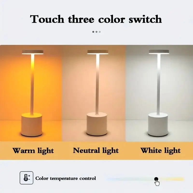 1/2 peças abajur de mesa em formato de I abajur de mesa de bar abajur de mesa de cabeceira retrô abajur de mesa LED recarregável com sensor de toque 3 cores