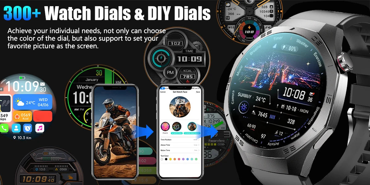 2025 Novo para Android e iOS Smart Watch Masculino Tela AMOLED GPS Trajetória de movimento Frequência cardíaca Bluetooth Chamadas SmartWatch à prova d'água