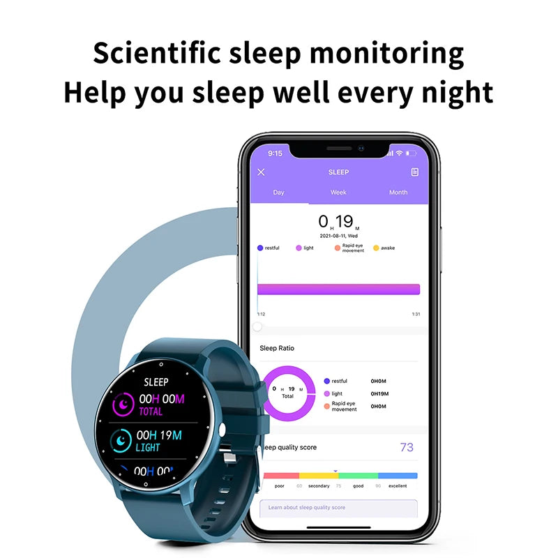 Novo relógio inteligente 2023, esportivo, fitness, à prova d'água, com Bluetooth, monitor de frequência cardíaca e sono para Android e iOS