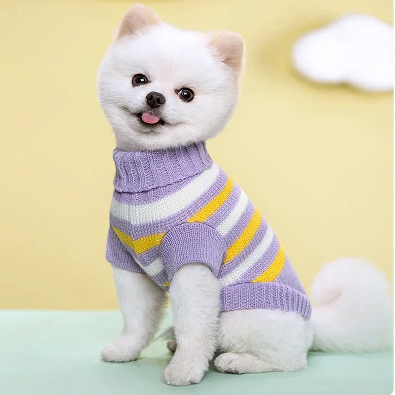 Suéter para filhotes e gatos, roupas quentes de inverno para animais de estimação para cães pequenos, colete para chihuahua, buldogue francês, suéter de malha, fantasia para gatinhos schnauzer