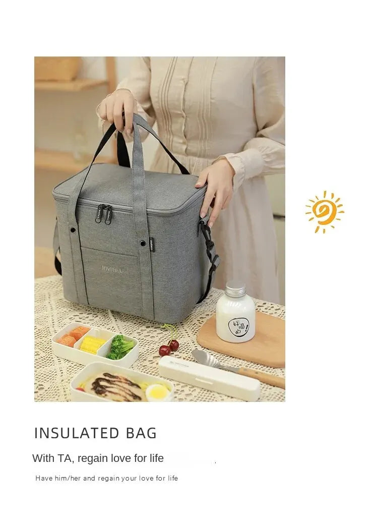 1 bolsa térmica para almoço para homens/mulheres, bolsa térmica grande reutilizável com alça de ombro para trabalho, escritório, piquenique, praia, viagem