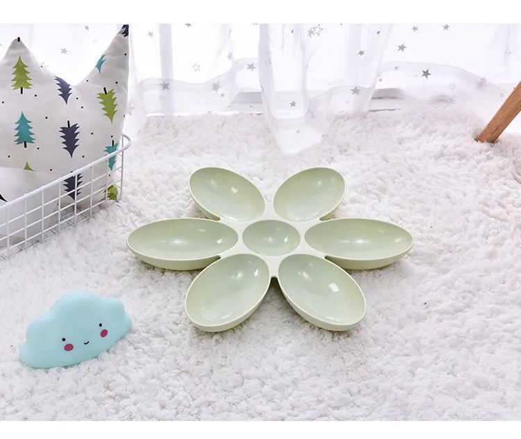Tigela para animais de estimação em formato de flor com 6 tigelas conectadas para cães e gatos pequenos, tigela de água, tigelas de alimentação para filhotes, alimentador para alimentação lenta