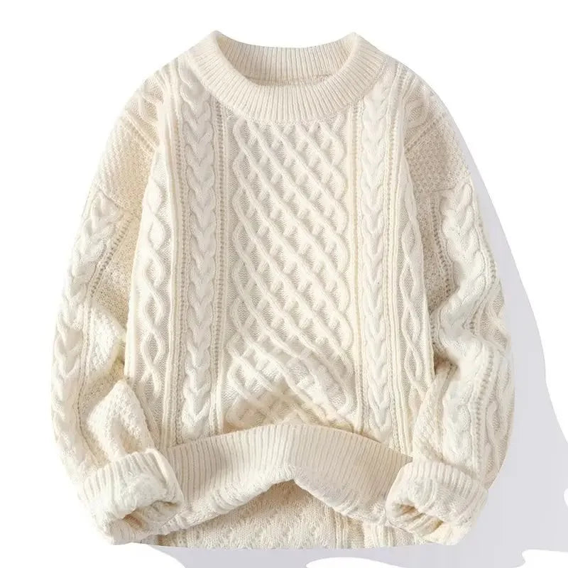 SuĂ©ter de malha da moda para homens, casual, gola redonda, quente, solto, pulĂŽver, aconchegante, macio, flexĂvel, moda outono inverno